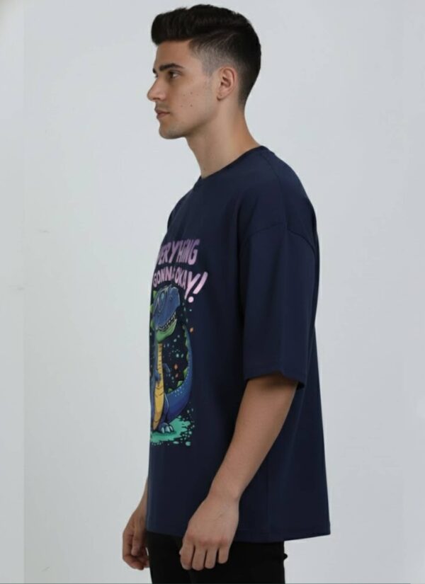 Men Oversized Graphic T-Shirt | Cool Dino Quote Print | Loopknit 240 GSM Heavyweight Casual Streetwear Tee