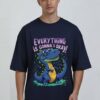 Men Oversized Graphic T-Shirt | Cool Dino Quote Print | Loopknit 240 GSM Heavyweight Casual Streetwear Tee