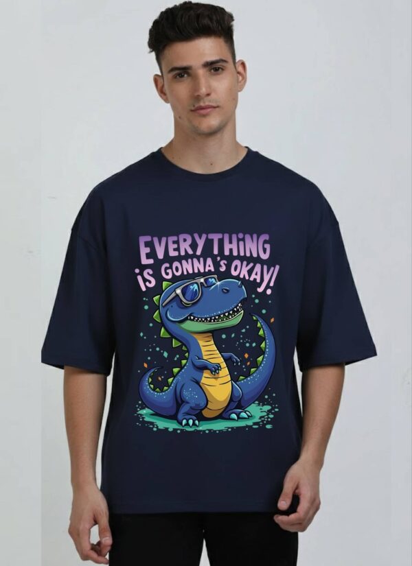 Men Oversized Graphic T-Shirt | Cool Dino Quote Print | Loopknit 240 GSM Heavyweight Casual Streetwear Tee
