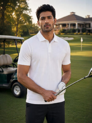 sfcewfde Plain White Polo T-Shirt | 180 GSM Mesh Knit | 100% Polyester | Stretchable Sports Wear