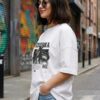 Women's Oversized Krishna Graphic Printed T-Shirt | White Oversized T-shirt