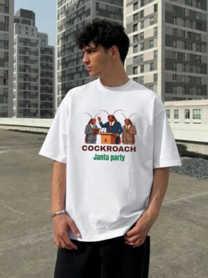 tDq9SqH5_YWUEUPLJTL_2026-05-21_1.jpeg Men's White Oversized T-Shirt with Gen-Z Cockroach Back Print | Viral Streetwear Aesthetic Baggy Fit Tee for Men | Korean Fashion Inspired Drop Shoulder Half Sleeve Round Neck Oversized T-Shirt | Premium Loopknit 240 GSM