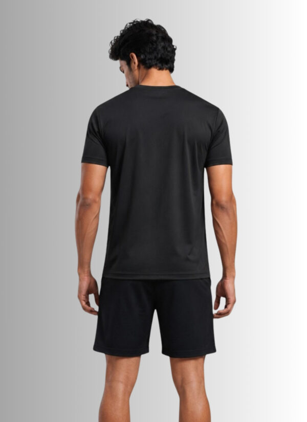Men's Black Graphic Sports T-Shirt | Meshknit 180 GSM Athletic Regular Fit Tee for Gym, Running & Outdoor Training