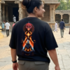 Mahakal Trishul Oversized T-Shirt for Women | Lord Shiva Om Print Black Tee | Loopknit 240 GSM Streetwear