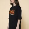 Women Oversized Black T-Shirt | Urban Experience Graphic Print | Premium Loopknit Cotton 240 GSM | Streetwear Style by Giftspeaks