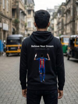 Believe Your Dream Football Graphic Black Hoodie for Men | Jersey No.11 Fan-Inspired Back Print | Premium Fleece 300 GSM | By Giftspeaks