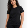 Women's Black Sports T-Shirt for Gym & Running | Meshknit 180 GSM Breathable Regular Fit Activewear | Quick Dry Workout & Training Tee