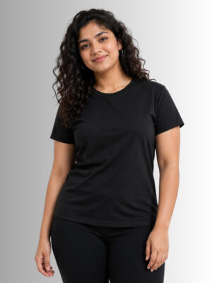 werwr3r Women's Black Sports T-Shirt for Gym & Running | Meshknit 180 GSM Breathable Regular Fit Activewear | Quick Dry Workout & Training Tee