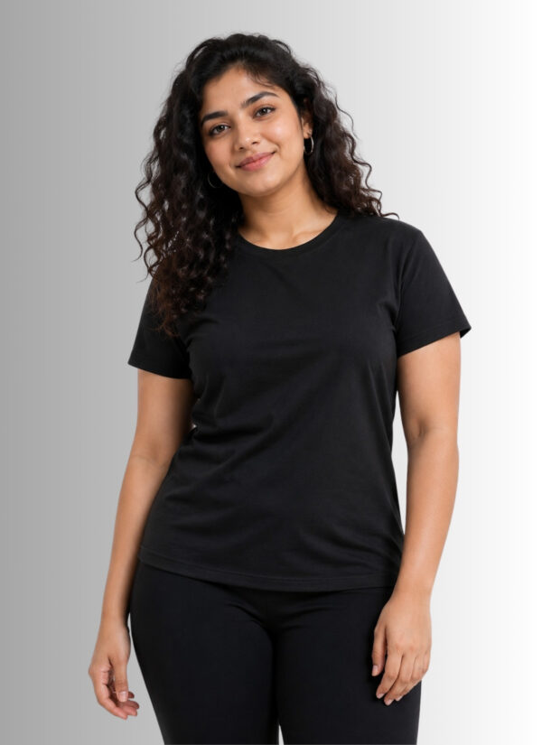 Women's Black Sports T-Shirt for Gym & Running | Meshknit 180 GSM Breathable Regular Fit Activewear | Quick Dry Workout & Training Tee