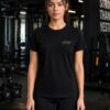 wfewfef Women's Black Activewear Regular Fit T-Shirt | Meshknit 180 GSM | Moisture-Wicking Athletic Gym Tee for Yoga, Running, Workout, Training, Sports & Fitness