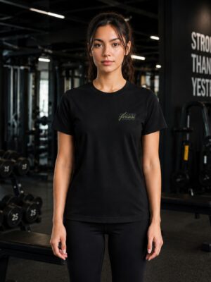 Women's Black Activewear Regular Fit T-Shirt | Meshknit 180 GSM | Moisture-Wicking Athletic Gym Tee for Yoga, Running, Workout, Training, Sports & Fitness