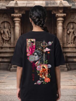wnnwgE_G_MTY0NHREU3_2026-04-25_1.jpg Unisex Oversized Shiva & Hanuman Graphic T-Shirt | Divine Fusion Artwork, Black Cotton Tee