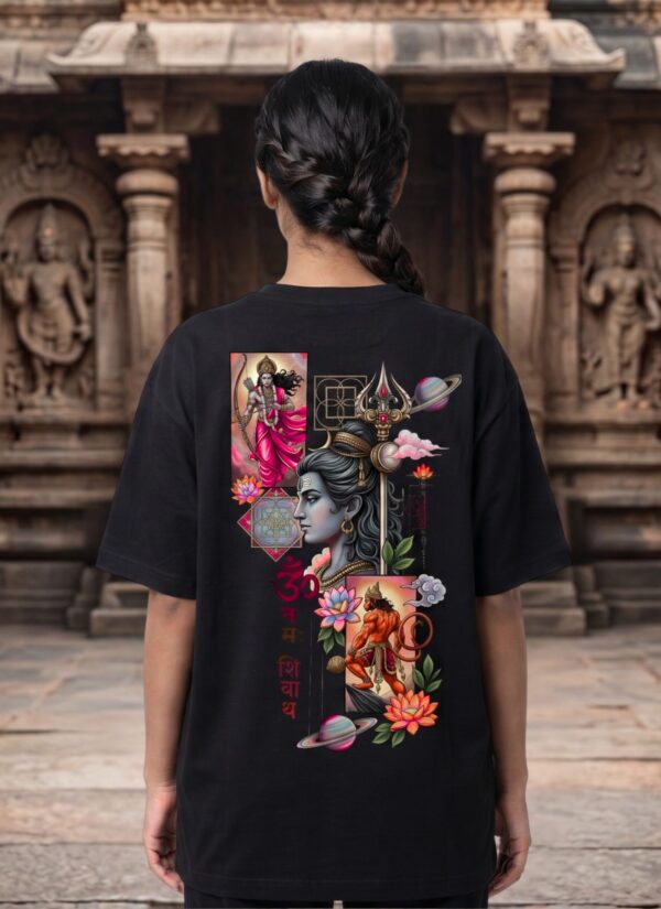 wnnwgE_G_MTY0NHREU3_2026-04-25_1.jpg Unisex Oversized Shiva & Hanuman Graphic T-Shirt | Divine Fusion Artwork, Black Cotton Tee