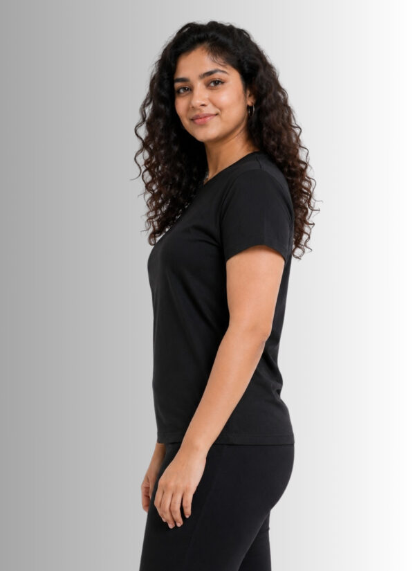 Women's Black Sports T-Shirt for Gym & Running | Meshknit 180 GSM Breathable Regular Fit Activewear | Quick Dry Workout & Training Tee