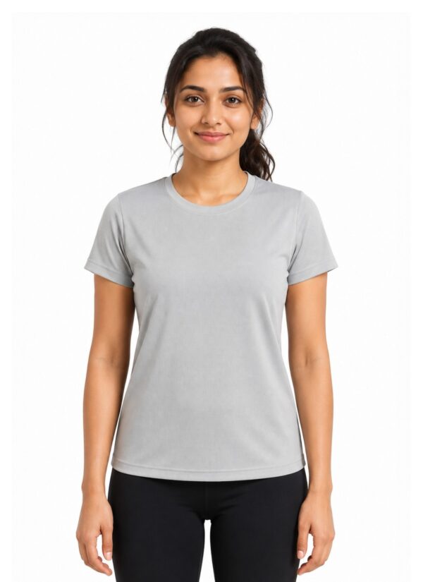 wrfrwfw Women's Activewear Meshknit 180 GSM Regular Fit Sports T-Shirt | Quick Dry Gym Workout Running Yoga Training Athletic Tee | Light Grey