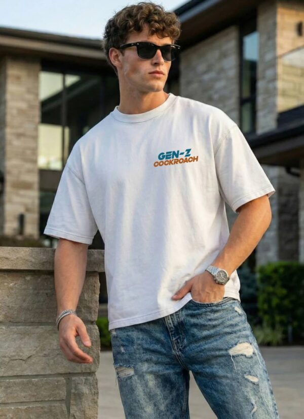 wtjRLw5F_GULDQJJWI8_2026-05-21_1.jpeg Mens White Oversized T-Shirt with Gen-Z Cockroach Back Print | Viral Streetwear Aesthetic Baggy Fit Tee for Men | Korean Fashion Inspired Drop Shoulder Half Sleeve Round Neck Oversized T-Shirt | Premium Loopknit 240 GSM