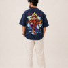 ChatGPT Image Sep 1, 2026, 03_47_14 PM Navy Blue Oversized T-Shirt for Men | Lord Ganesha Printed Graphic Tee | Ganpati Festive Streetwear | Colorful Back Artwork with Front Ganesh Motif | Half Sleeve Round Neck Casual T-Shirt