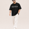 Men's Black Oversized T-Shirt | Lord Ganesha Graphic Back Print | Sanskrit Mantra Front Printed Tee | Ganpati Chaturthi Festive Wear | Half Sleeve Round Neck Streetwear