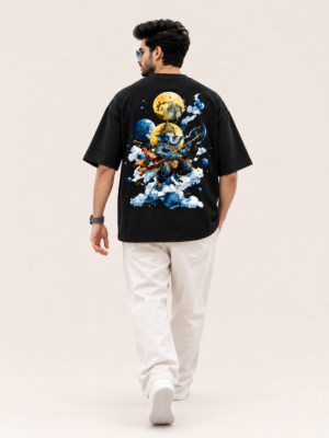 ChatGPT Image Sep 1, 2026, 04_14_30 PM Men's Black Oversized T-Shirt | Lord Ganesha Graphic Back Print | Sanskrit Mantra Front Printed Tee | Ganpati Chaturthi Festive Wear | Half Sleeve Round Neck Streetwear