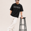 Men's Black Oversized T-Shirt | Lord Ganesha Graphic Back Print | Sanskrit Mantra Front Printed Tee | Ganpati Chaturthi Festive Wear | Half Sleeve Round Neck Streetwear