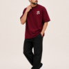 Men Maroon Oversized T Shirt with Lord Ganesha Print | Ganpati Bappa Graphic Tee | Om Printed Front & Ganesh Artwork Back | Festive Ethnic Streetwear Half Sleeve T-Shirt