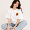 Women’s White Oversized Lord Ganesha Printed T-Shirt, Loopknit 240 GSM Premium Fabric, Front Small Ganesha Graphic & Large Back Print, Relaxed Loose Fit Half Sleeve Round Neck Graphic Tee, Stylish Spiritual Streetwear Top for Women, Festive Wear, Ganesh Chaturthi, College & Casual Outings