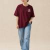 ChatGPT Image Sep 2, 2026, 10_33_44 AM Women’s Maroon Oversized T-Shirt with Lord Ganesha Back Print and Om Front Graphic, Loopknit 240 GSM Premium Fabric, Relaxed Loose Fit Half Sleeve Round Neck Casual Tee, Trendy Spiritual Streetwear Top for Women, Festive Wear, College, Outings & Everyday Styling