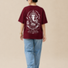 ChatGPT Image Sep 2, 2026, 10_36_46 AM Women’s Maroon Oversized T-Shirt with Lord Ganesha Back Print and Om Front Graphic, Loopknit 240 GSM Premium Fabric, Relaxed Loose Fit Half Sleeve Round Neck Casual Tee, Trendy Spiritual Streetwear Top for Women, Festive Wear, College, Outings & Everyday Styling