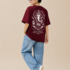 ChatGPT Image Sep 2, 2026, 10_39_31 AM Women’s Maroon Oversized T-Shirt with Lord Ganesha Back Print and Om Front Graphic, Loopknit 240 GSM Premium Fabric, Relaxed Loose Fit Half Sleeve Round Neck Casual Tee, Trendy Spiritual Streetwear Top for Women, Festive Wear, College, Outings & Everyday Styling