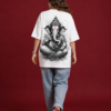 ChatGPT Image Sep 2, 2026, 10_43_47 AM Women’s White Oversized T-Shirt with Lord Ganesha Back Print & Spiritual Front Graphic, Premium Casual Loose Fit Half Sleeve Cotton Tee for Women, Trendy Streetwear Top for College, Outings, Festive Wear & Everyday Styling