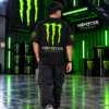 Men's Black Oversized T-Shirt with Monster Energy Inspired Graphic Print Design | Premium Loopknit 240 GSM Fabric | Heavyweight Relaxed Fit Half Sleeve Streetwear T-Shirt for Men